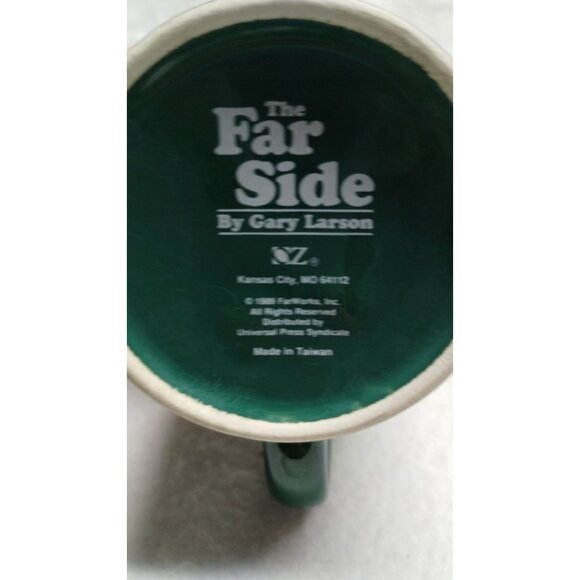 The Far Side Green Ceramic Mug by Gary Larson with Santa & Reindeer Design 1989‎ - Picture 3 of 7
